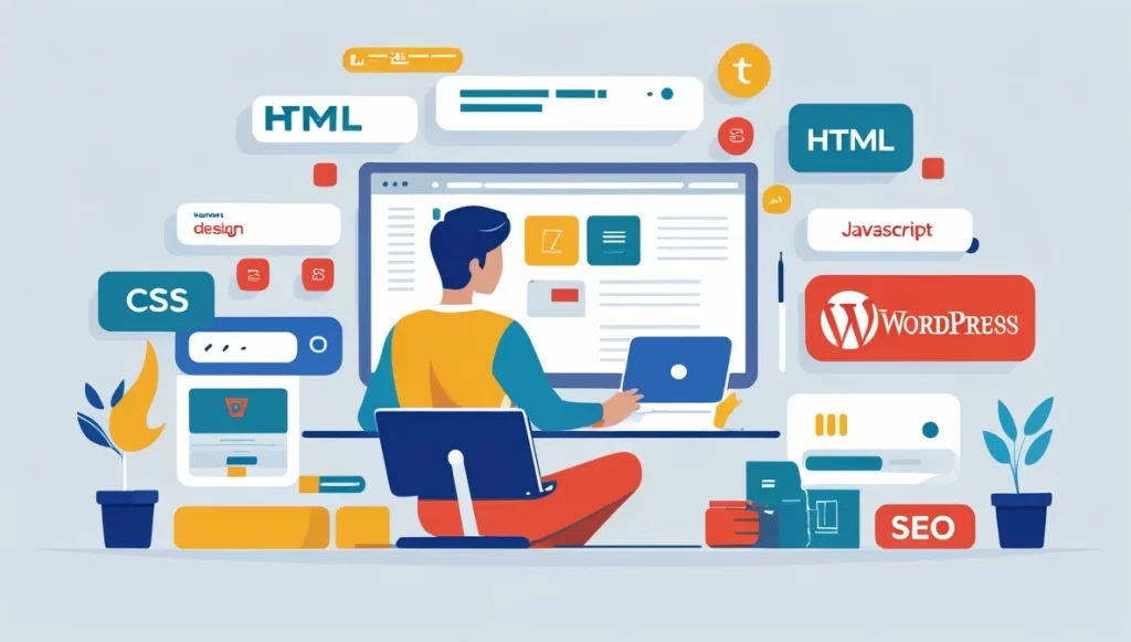 تصویر یک پسر با نام های برنامه های آموزش طراحی سایت