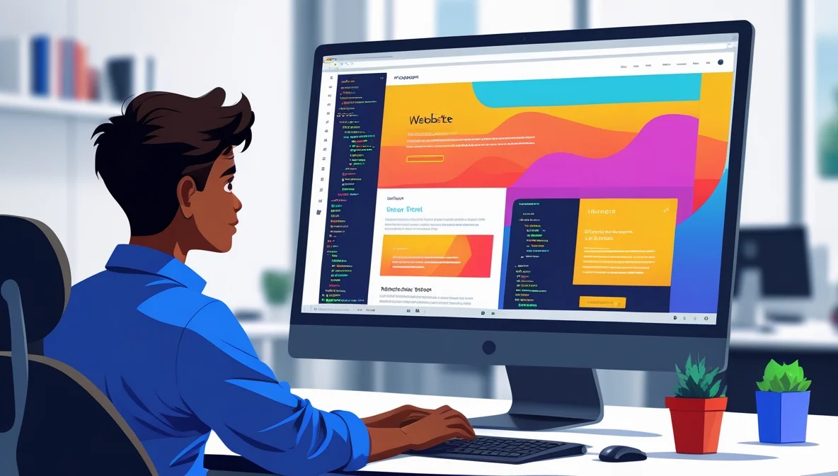 تصویر یک پسر در حال طراحی سایت در مطلب آموزش طراحی سایت