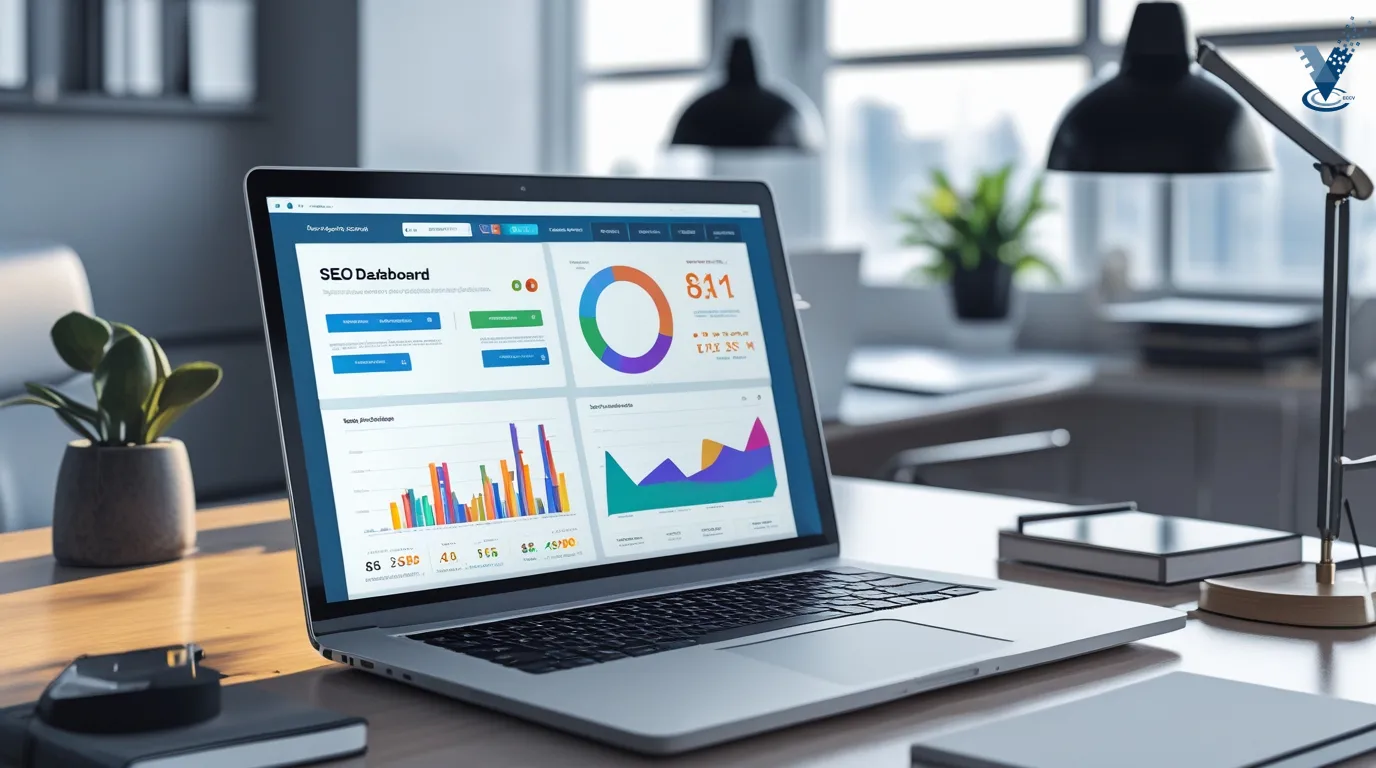 تصویر یک لپ تاپ به همراه چراغ مطالعه و گل روی میز